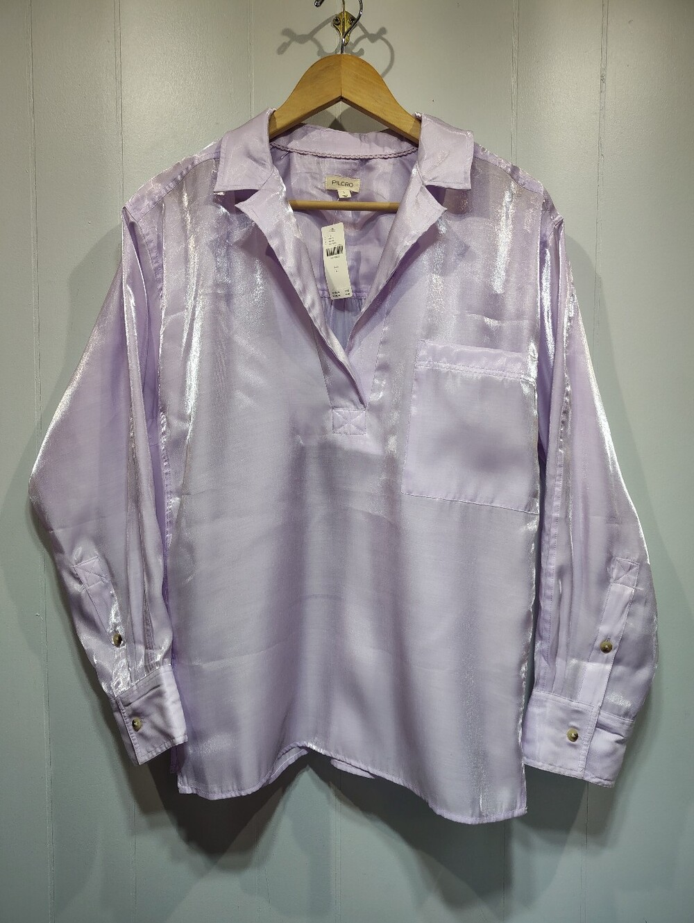Pilcro Anthropologie Lilac Shine Blouse Large